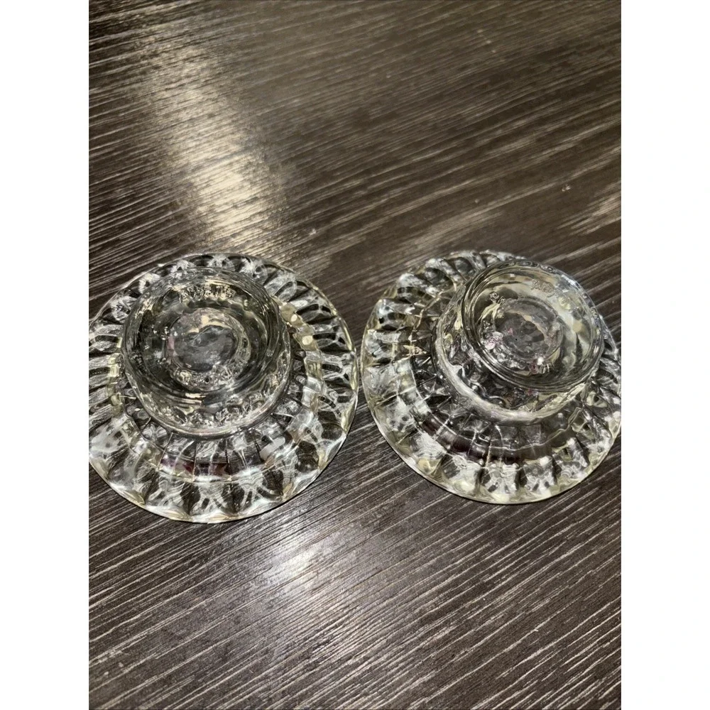 FIRNA Clear Glass‎ Tapered Candle Holders Candlesticks Set 2